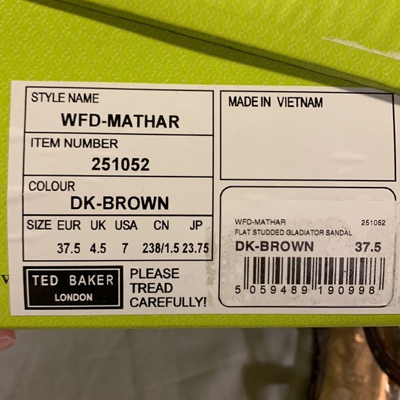 NEW Ted Baker Mathar flat studded gladiator sandals 7 - Picture 8 of 11